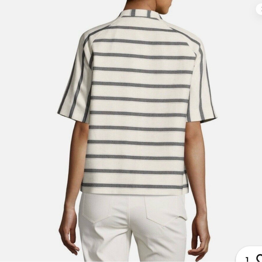 SALE! Lafayette 148 New York Striped Short Sleeve Jacket size Large - Picture 3 of 14